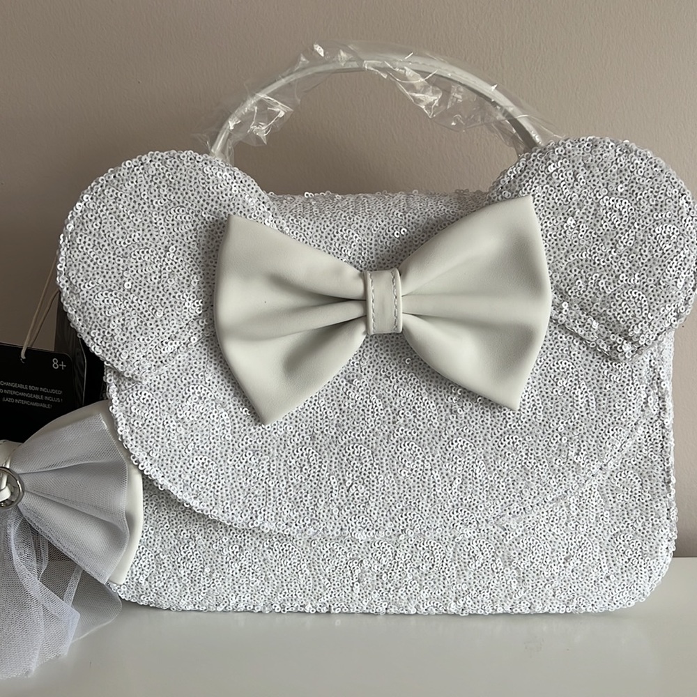 NEW SET Loungefly Minnie Mouse Sequin Wedding Crossbody Bag and wallet - Picture 15 of 16